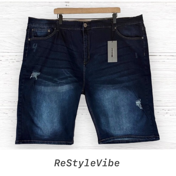 ROYAL BLUE Men’s Size 48 Denim Jean Shorts Slim Fit Style Stretch NEW NWT - Picture 1 of 13